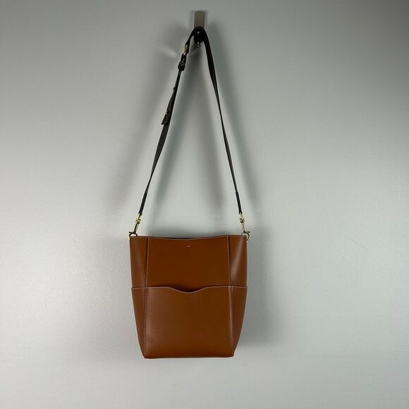 AALLYN Jordan Leather Bucket Bag -Cognac/Gold Hardware - Picture 4 of 16